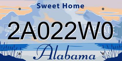 2A022W0 Alabama License Plate
