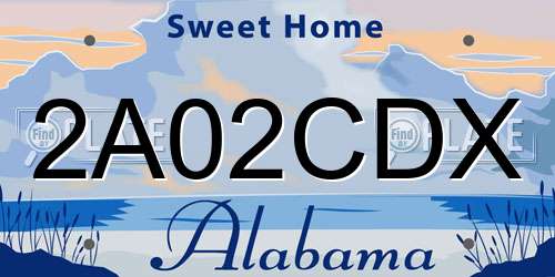2A02CDX Alabama License Plate