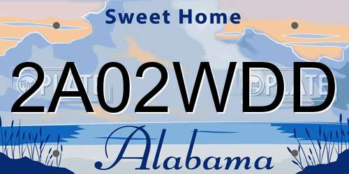 2A02WDD Alabama License Plate