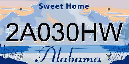2A030HW Alabama License Plate