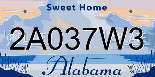 2A037W3 Alabama License Plate