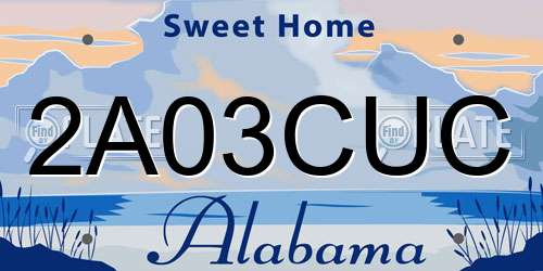 2A03CUC Alabama License Plate