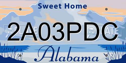 2A03PDC Alabama License Plate