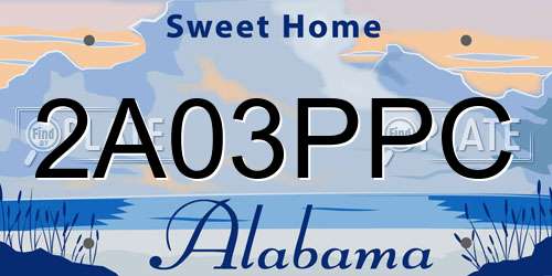 2A03PPC Alabama License Plate