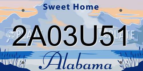 2A03U51 Alabama License Plate