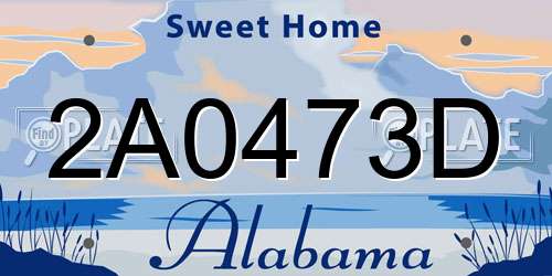 2A0473D Alabama License Plate