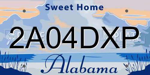 2A04DXP Alabama License Plate