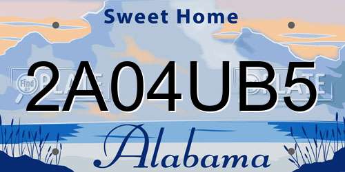 2A04UB5 Alabama License Plate
