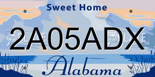 2A05ADX Alabama License Plate
