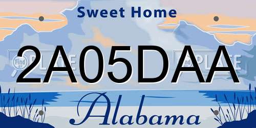 2A05DAA Alabama License Plate