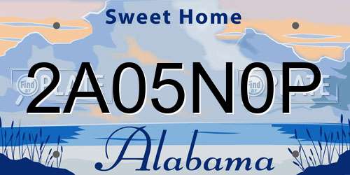 2A05N0P Alabama License Plate