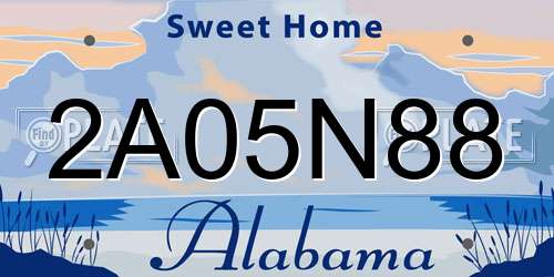 2A05N88 Alabama License Plate