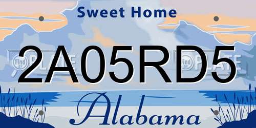 2A05RD5 Alabama License Plate