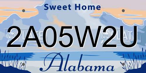 2A05W2U Alabama License Plate