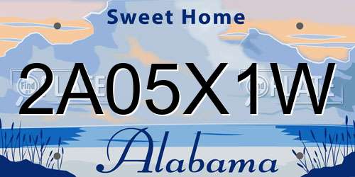 2A05X1W Alabama License Plate
