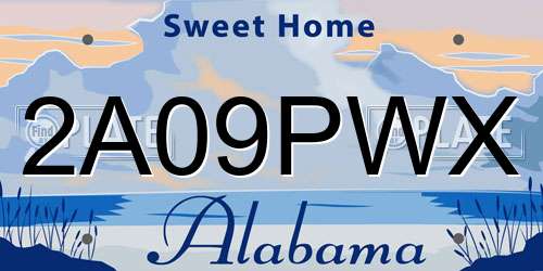 2A09PWX Alabama License Plate