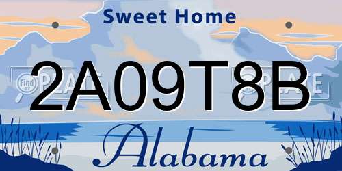 2A09T8B Alabama License Plate