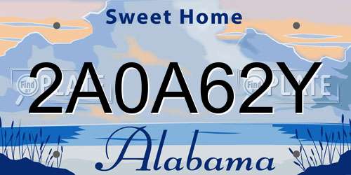2A0A62Y Alabama License Plate