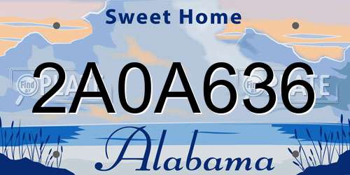 2A0A636 Alabama License Plate