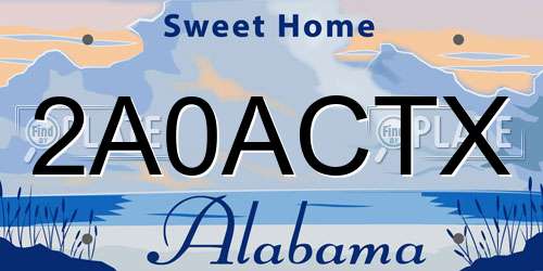 2A0ACTX Alabama License Plate