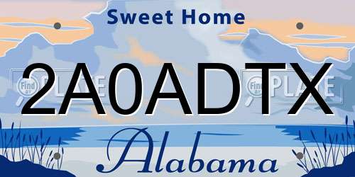2A0ADTX Alabama License Plate
