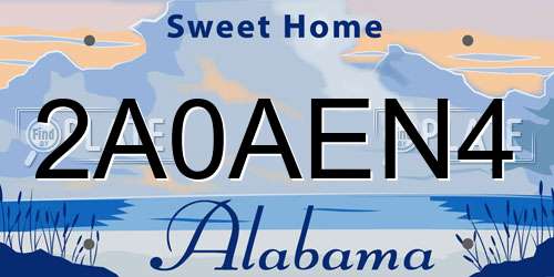 2A0AEN4 Alabama License Plate
