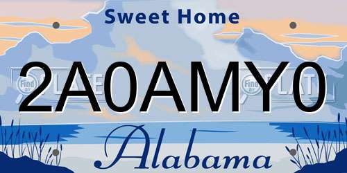 2A0AMY0 Alabama License Plate