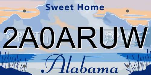 2A0ARUW Alabama License Plate