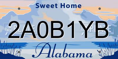 2A0B1YB Alabama License Plate