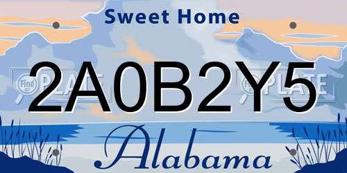 2A0B2Y5 Alabama License Plate