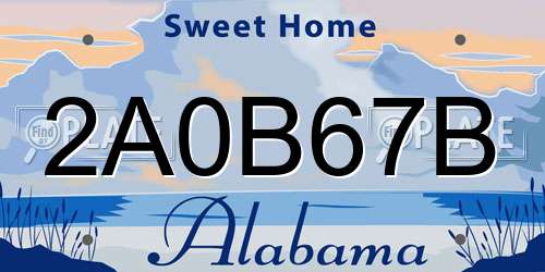 2A0B67B Alabama License Plate
