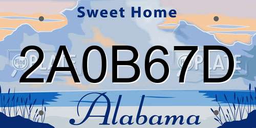 2A0B67D Alabama License Plate