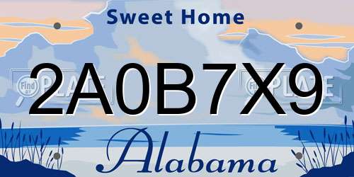 2A0B7X9 Alabama License Plate