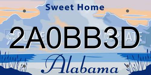 2A0BB3D Alabama License Plate