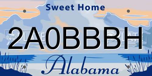 2A0BBBH Alabama License Plate