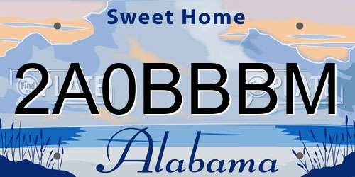 2A0BBBM Alabama License Plate