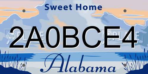 2A0BCE4 Alabama License Plate
