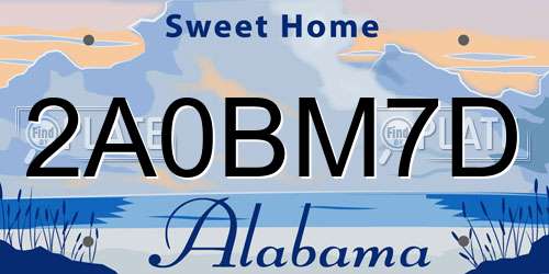2A0BM7D Alabama License Plate