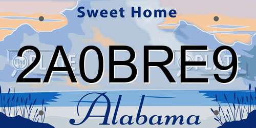 2A0BRE9 Alabama License Plate