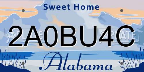 2A0BU4C Alabama License Plate