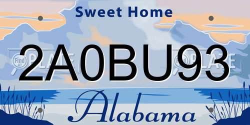 2A0BU93 Alabama License Plate