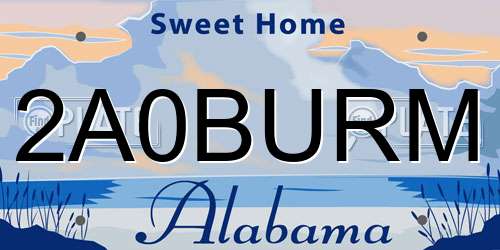 2A0BURM Alabama License Plate