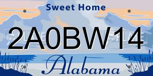 2A0BW14 Alabama License Plate