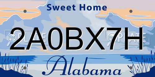 2A0BX7H Alabama License Plate