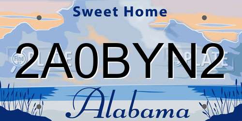 2A0BYN2 Alabama License Plate