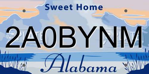 2A0BYNM Alabama License Plate