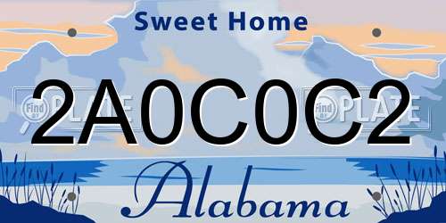 2A0C0C2 Alabama License Plate