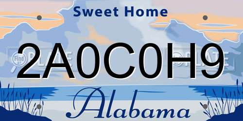 2A0C0H9 Alabama License Plate