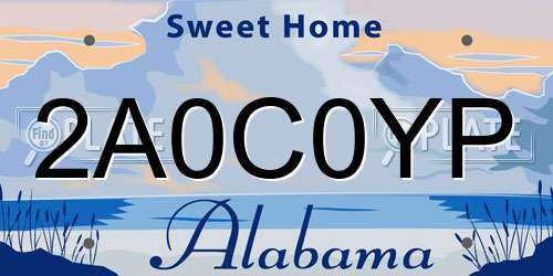 2A0C0YP Alabama License Plate
