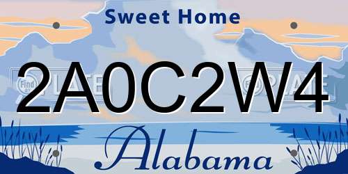 2A0C2W4 Alabama License Plate